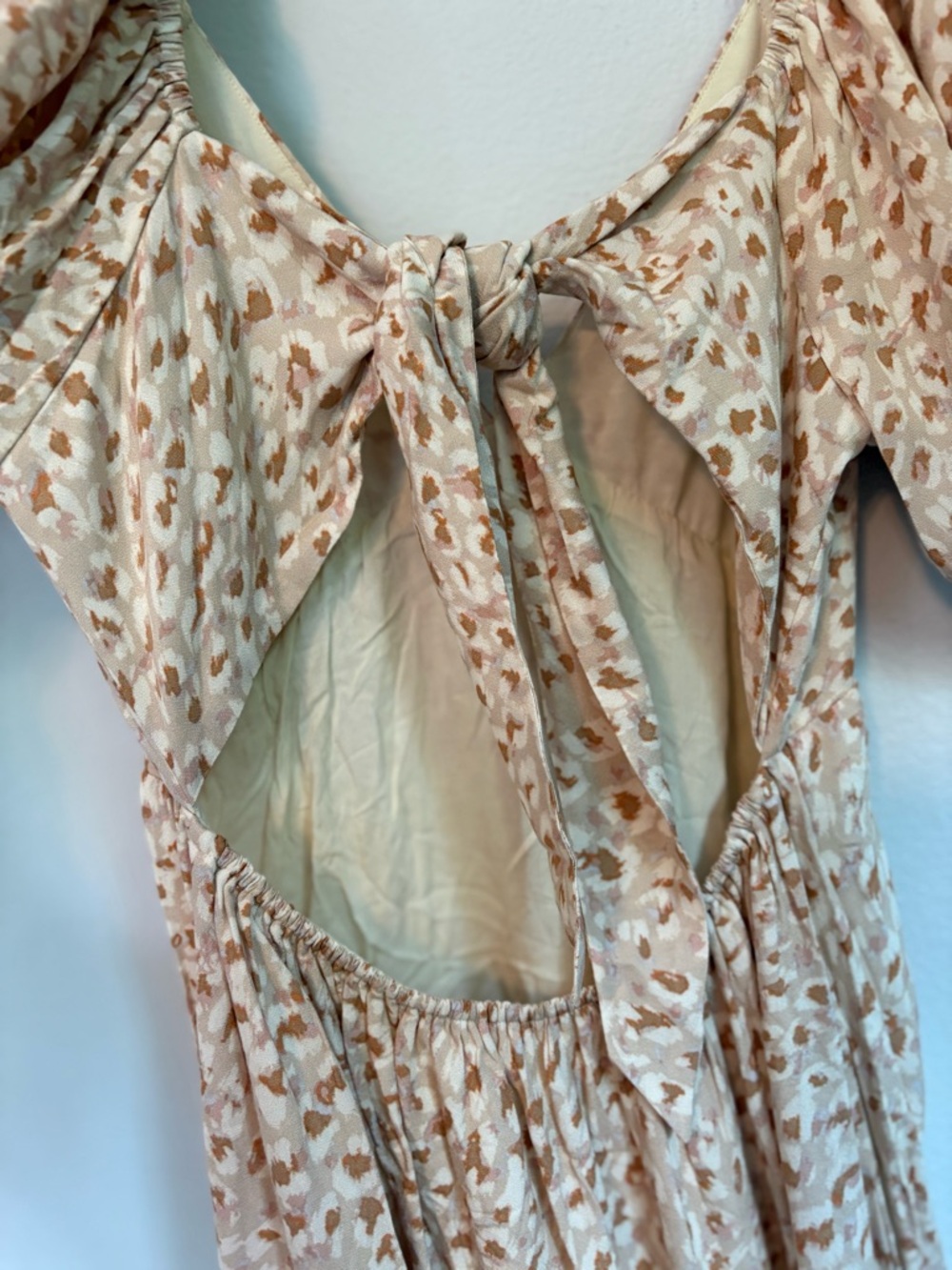 NWT Saltwater Luxe Tristan Puff Sleeve Midi Dress Sand Beige Floral Size S Boho - Picture 5 of 14